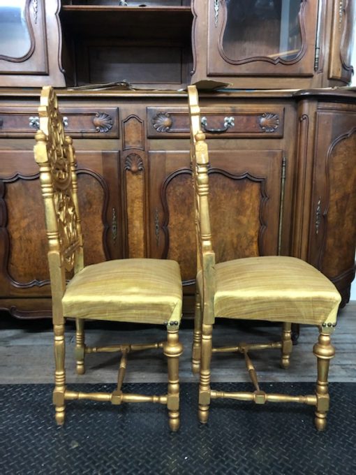 Pair of Gilded, Gold Upholstered Hall Chairs - Image 2
