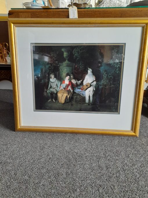 Garden Scene Print in Gilt Frame