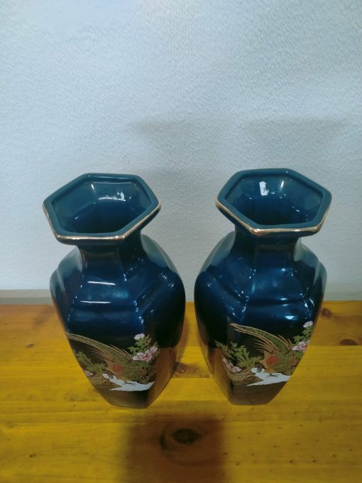Pair of Blue Mantle Vases - Image 2
