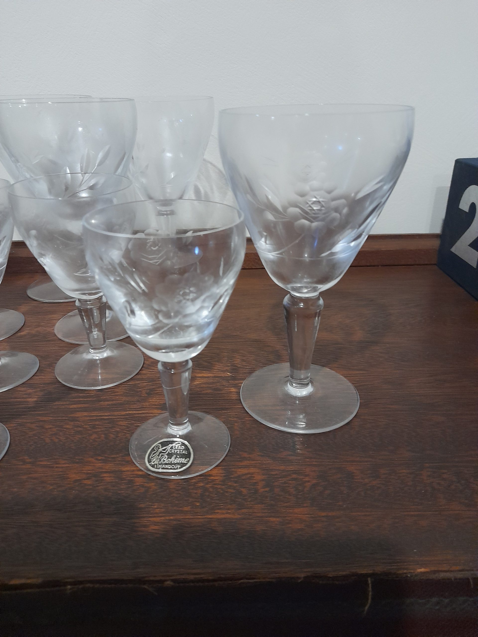 Set of Eleven La Boheme Crystal Glasses - Revive Antiques and Decor