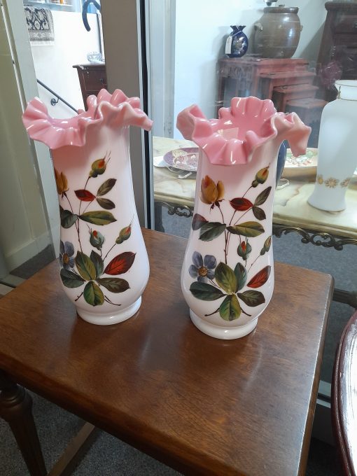 Pair of Victorian Hand Painted Vases