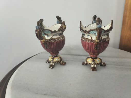 Pair of Schiller, Continental Majolica Vases - Image 2