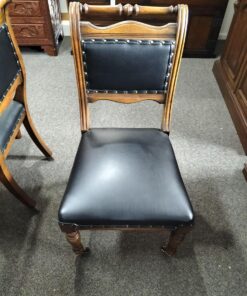 Set of Six Black Leather Chairs