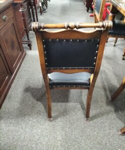 Set of Six Black Leather Chairs - Image 3