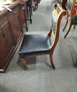 Alternative view of Set of Six Black Leather Chairs