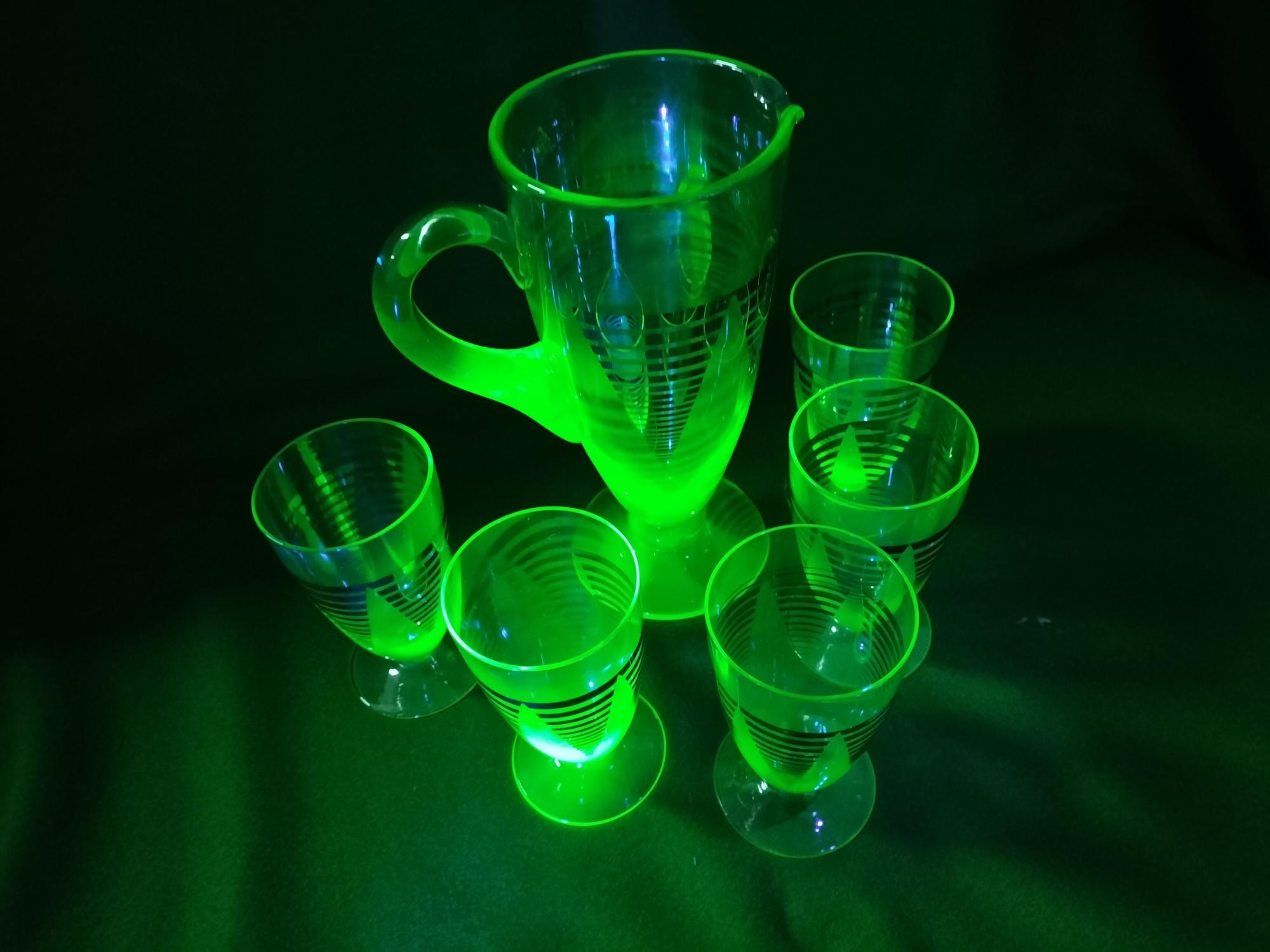 Art Deco Uranium Glass Drinks Set